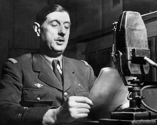 El General Charles De Gaulle convoca la Resistencia francesa
